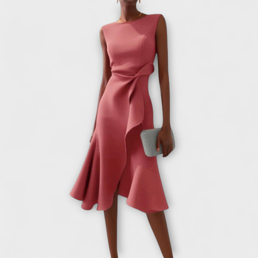 Juliette – Asymmetrical Draped Midi Dress