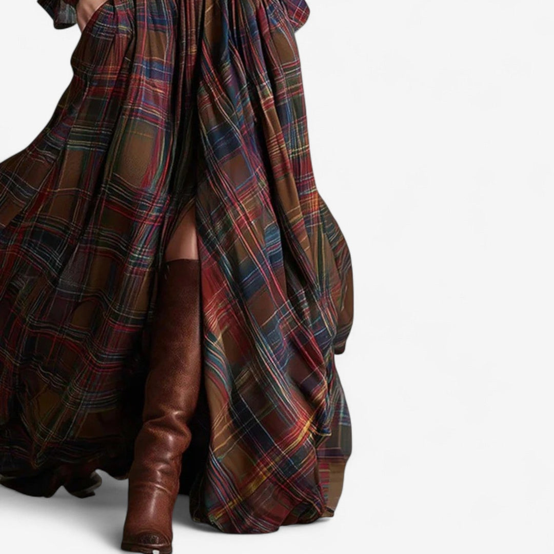 Abigail™ Maxi Dress with Timeless Check Patternrn