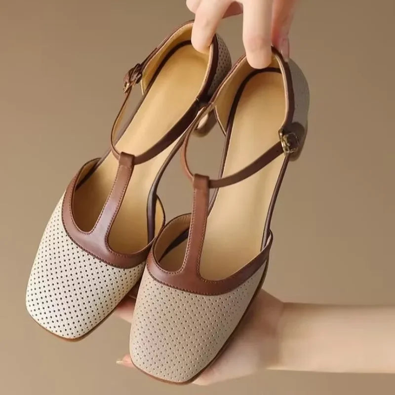 Isava Mid Heel Shoes Real Leather