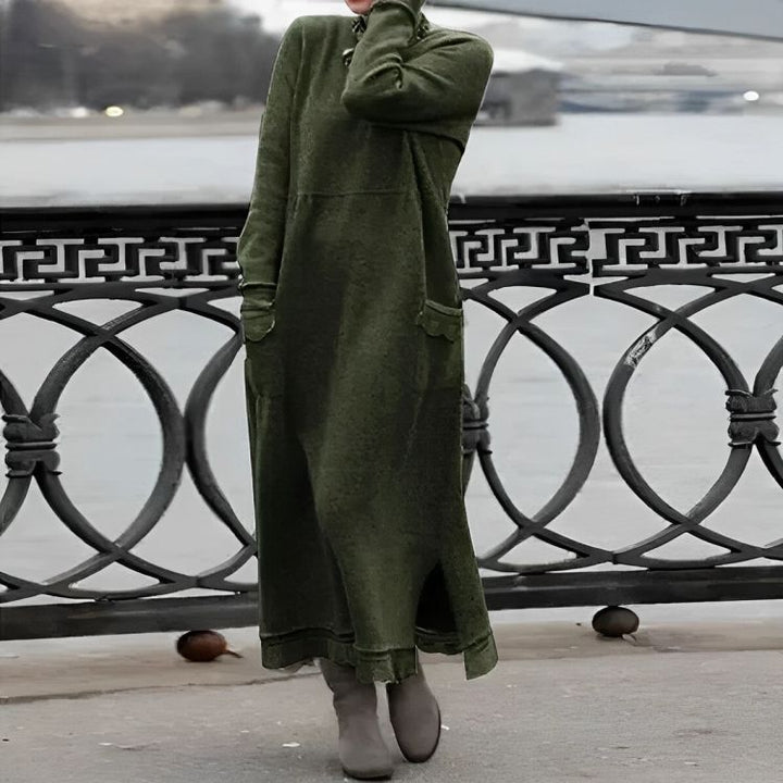 Mara Knitted Maxi Dress – Cozy Long Sleeve Oversized Winter Dress
